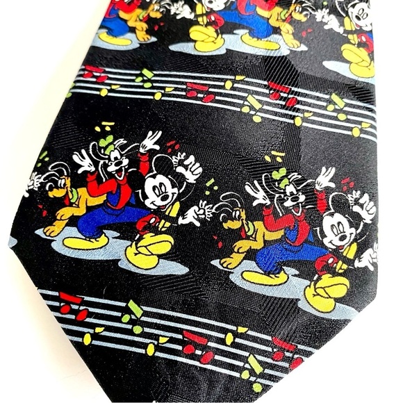 Vintage Disney Mickey Unlimited Black Men's Musical Neck Tie Made In Italy - Picture 3 of 5